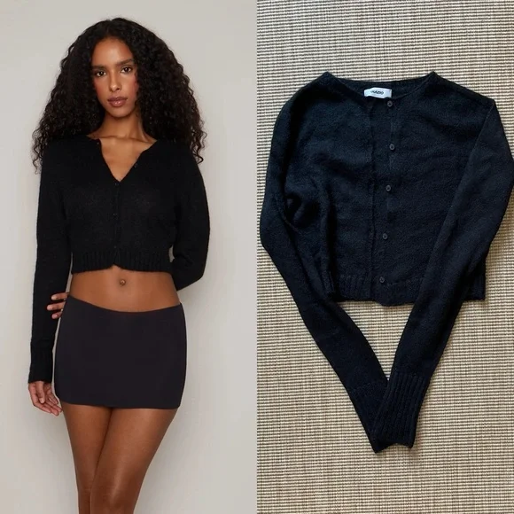 Danielle Guizio　mohaih ribbed ccrdigan GUIZIO Mohair Ribbed Cardigan in Forest Green | REVOLVE